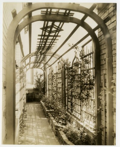 Bakhagen til fru Regina Jais, ca. 1936-37 (foto av gelatinsølv) av Jessie Tarbox Beals