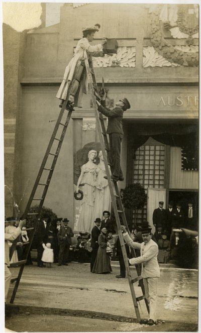Jessie Tarbox Beals, selvportrett, verdensutstillingen St Louis, ca. 1905-40 (foto av gelatinsølv) av Jessie Tarbox Beals