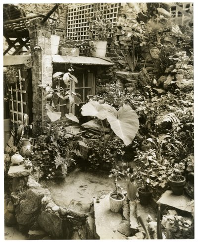 Basseng som viser terrasse Home of George and Mary Stonehill, Greenwich Village, New York, USA, ca. 1936-37 (foto av gelatinsølv) av Jessie Tarbox Beals