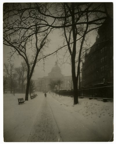 State House i Storm, Boston, USA, ca. 1902-10 (foto av gelatinsølv) av Jessie Tarbox Beals