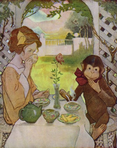 Skjønnheten og udyret (farge litho) av Jessie Willcox Smith