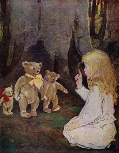 De tre bjørnene (farge litho) av Jessie Willcox Smith