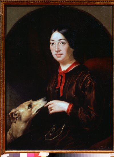 ""Portrett av sangeren og komponisten Pauline Viardot (1821-1910)"" Maleri av Eugene Pluchart (1809-1880) rundt 1853 Tropinine Museum (Tropinin), Moskva av Jewgenij Alexandrowitsch Pluchart