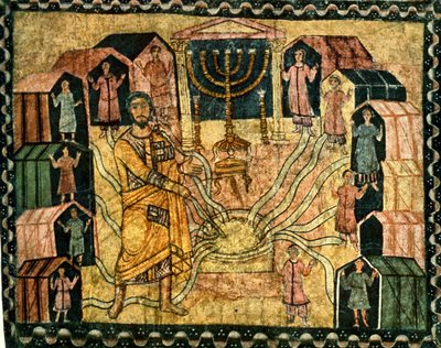 Leiret ved Beer and the Miraculous Well (tempera på gips) av Jewish School