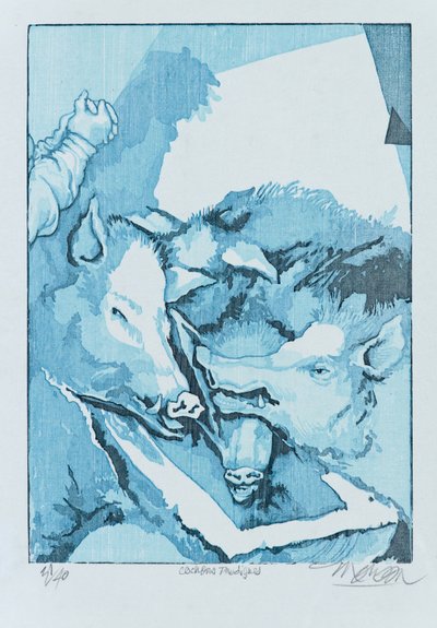 Prodigal Pigs, 2015 (tresnitt) av Jim Monson