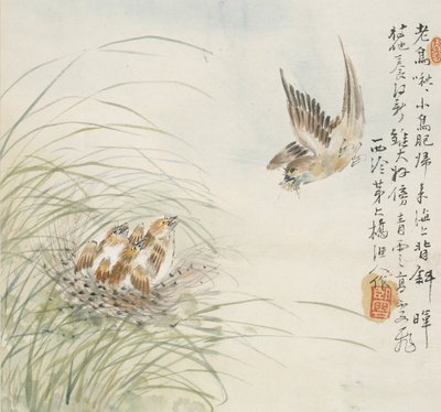 En fugl som bærer mat i munnen, 1857 av Jin Yuan