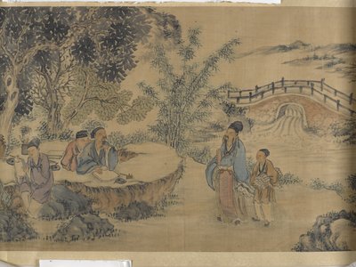 Gathering At The Lanting Orchid Pavilion (blekk og farge på sateng) av Jiuru Chen
