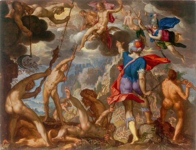 Kampen mellom gudene og kjempene, ca. 1608. av Joachim Anthonisz Wtewael