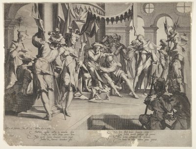 The Judge Bias Shedding Tears, plate IX fra Thronus Justitiæ, 1605 av Joachim Anthonisz Wtewael