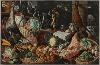 Kjøkkenscene med Kristus i Emmaus av Joachim Beuckelaer
