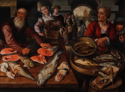 Fiskemarked, 1568 (olje på baltisk eik) av Joachim Beuckelaer