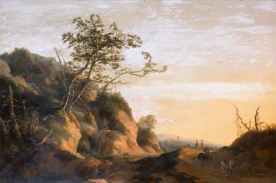 Reisende i et landskap (olje på lerret) av Joachim Govertsz Camphuysen