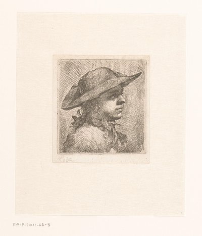 Portrett av en ung mann med en hatt av Joachim Martin Falbe (attributed to)