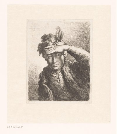 Portrett av en mann i en fjærkledd beret av Joachim Martin Falbe
