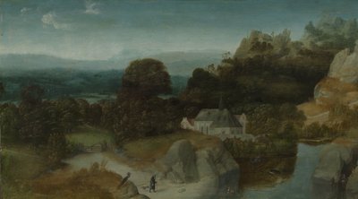 Landskap med fristelsen til Saint Antony Abbed av Joachim Patinir (workshop of)