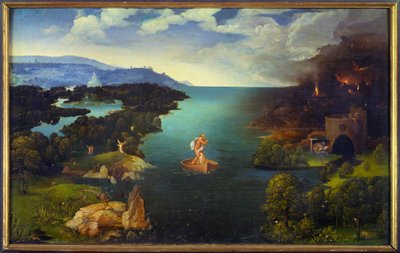 Passasjen til Styx Charon (Caron) på båten hans i underverdenen. Maleri av Joachim Patinir (Skater) (1485-1524) (ec.flam.) Søn 0,64x1,03 m Madrid, musee du prado av Joachim Patinir
