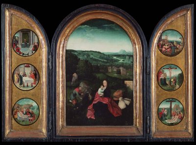 Hvil på Triptych på flyturen til Egypt, ca 1515 av Joachim Patinir follower of