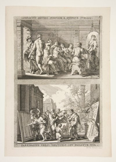øvre halvdel: ZEUXES KOMPOSISERT JUNONE FRA FEM DIRDS av Joachim von Sandrart