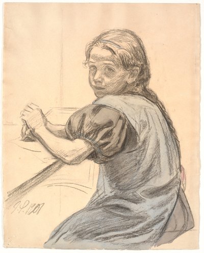 Georgia Skovgaard sitter ved et bord av Joakim Frederik Skovgaard