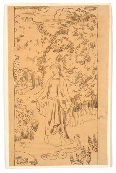 Kalk med folkesangmotiv (The Maiden in the Wormhole) av Joakim Frederik Skovgaard