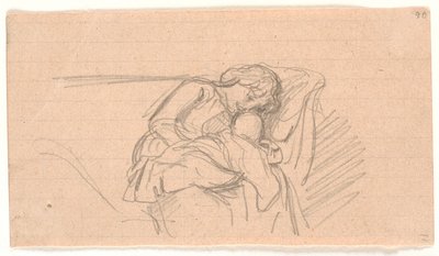 Kvinne med barn på fanget, sittende på sofaen av Joakim Frederik Skovgaard