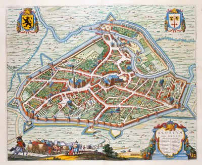 Aalst, 1649 (håndkolorert gravering) av Joan Blaeu