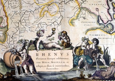 Allegori av Rhinen - i "Atlas Novus"" av Joan Blaeu