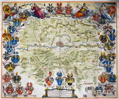 Frankfurt og dets territorium, fra Atlas Maior, atlas i 11 bind, av Joan Blaeu (1596-1673), bind III, kobberstikk, 57,5x39 cm, Amsterdam av Joan Blaeu
