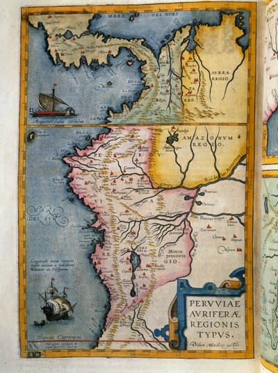 Gullavgivende regioner i Peru, bind VII, Atlas Maior, av Joan Blaeu (1596-1673), kobberstikk, 57,5x39 cm, Amsterdam av Joan Blaeu
