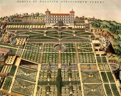 Italia, Tivoli, utsikt over Villa d