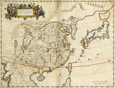 Kart over Kina, fra "Atlas Cosmographia Blaviana", 1662 av Joan Blaeu