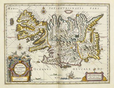 Kart over Island, fra "Atlas Cosmographia Blaviana", 1662 av Joan Blaeu