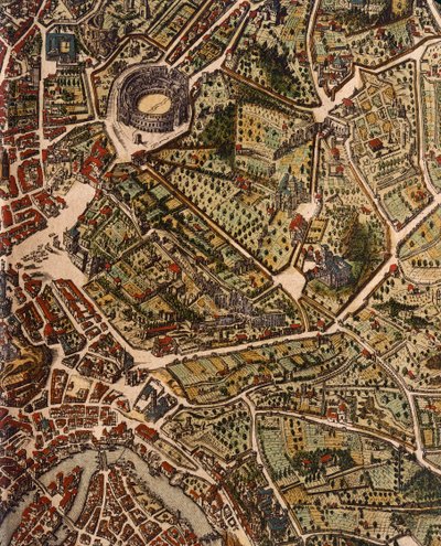 Kart over Roma, av Joan Blaeu (1596-1673), trykk fra Theatrum Civitatum et Admirandorum Italiae, ad Aevi Vetis et Present Temporis Faciem Expressum, Italia av Joan Blaeu