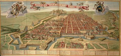 Kart over Torino, gravering fra Theatrum Sabaudiae av Joan Blaeu, trykt i Italia av Joan Blaeu
