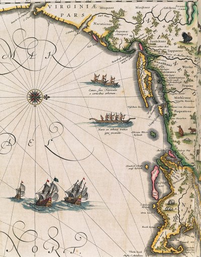 Kart over kysten av Virginia, fra Theatrum Orbis Terrarum av Joan Blaeu av Joan Blaeu