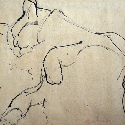 Cat, Mouser, 1980, (penn og blekk) av Joan Thewsey