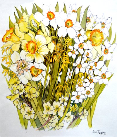 Påskeliljer, Narcissus, Forsythia og Primroses, 2000 av Joan Thewsey