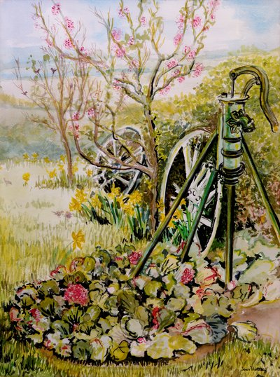 Hagepumpen, 2010, akvarell av Joan Thewsey