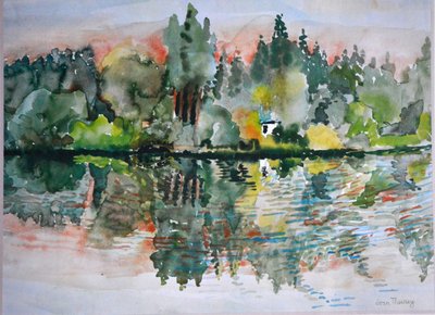 The Lake at Sunset, Bremes les Ardres, 2000, av Joan Thewsey