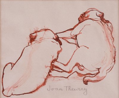 Two Pug Puppies, the brothers, 2005, (blekk på vått papir) av Joan Thewsey
