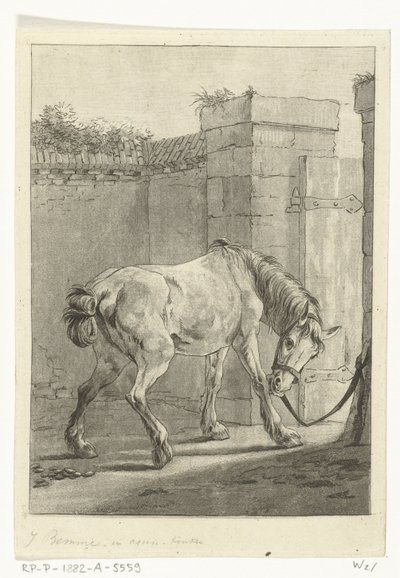 En hest bundet til en stolpe av Joannes Bemme