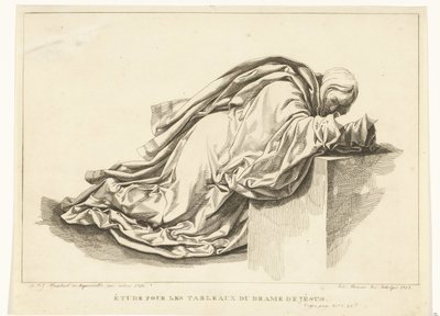 Geknielde figur Studie for maleriene av Jesu drama (tittel på objekt) av Joannes Bemme