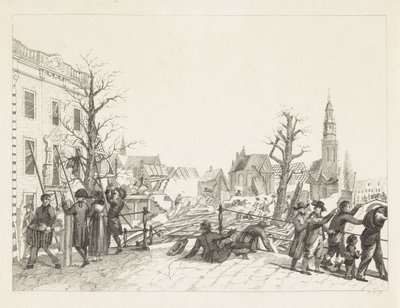 Ruiner i Leiden etter kruttkatastrofen, 1807 av Joannes Bemme