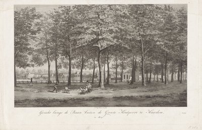 Utsikt over Baan i Haarlem Baan utenfor Groot Houtpoort i Haarlem i 1809 (tittel på objekt) av Joannes Pieter Visser Bender