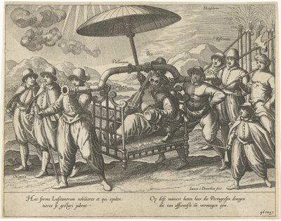 Portugisisk i en sedanstol av Joannes van Doetechum (I)