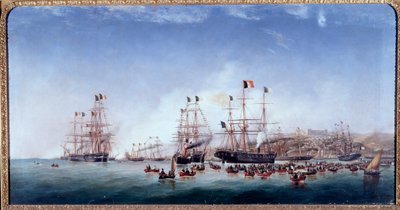 Det italienske skipet Regina Maria Pia i havnen i Lisboa (olje på lerret av Joao Gomes da Silva Pedroso