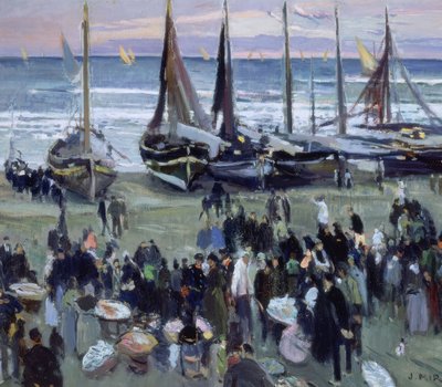 Fiskemarked på stranden av Joaquim Mir i Trinxet