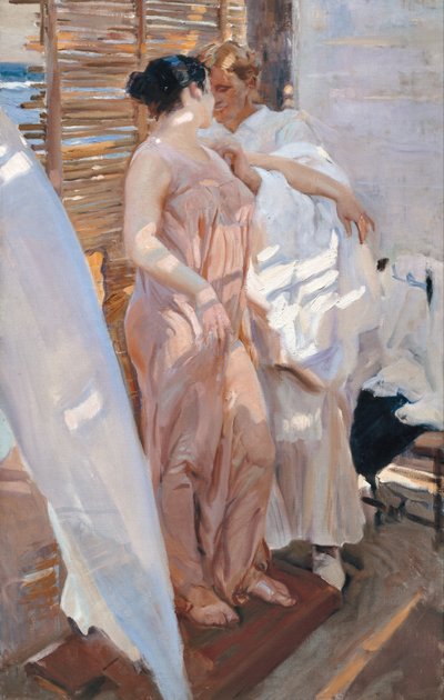 Den rosa kappen. Etter badet av Joaquín Sorolla