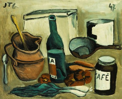 Stilleben; Eske med syv gjenstander; Nature Muerto, pappeske i syv nyanser av Joaquin Torres-Garcia