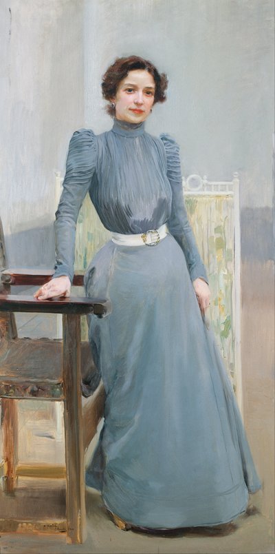 Clotilde i en grå kjole av Joaquín Sorolla